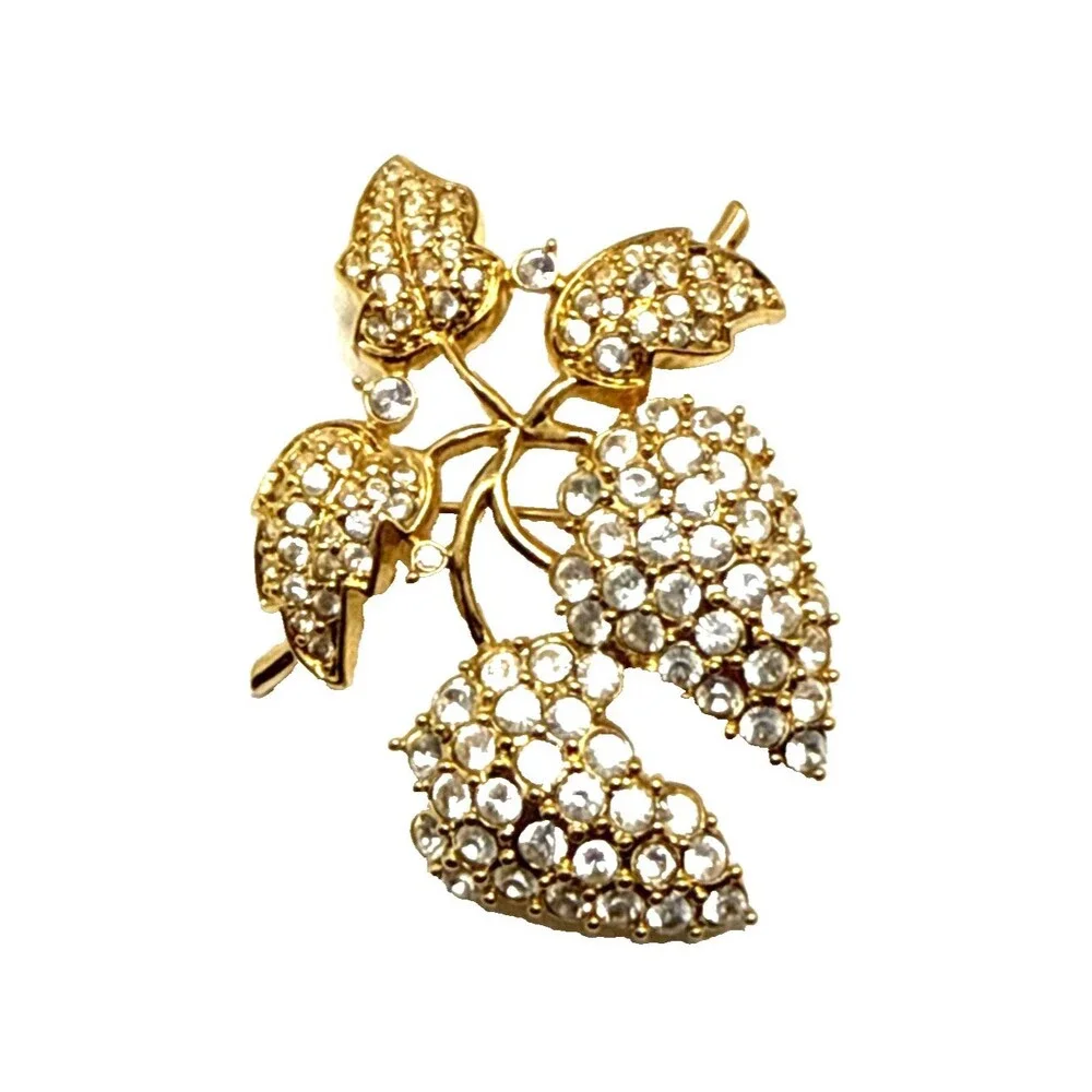 Vintage Clear Rhinestone Floral Cluster Brooch 2.5